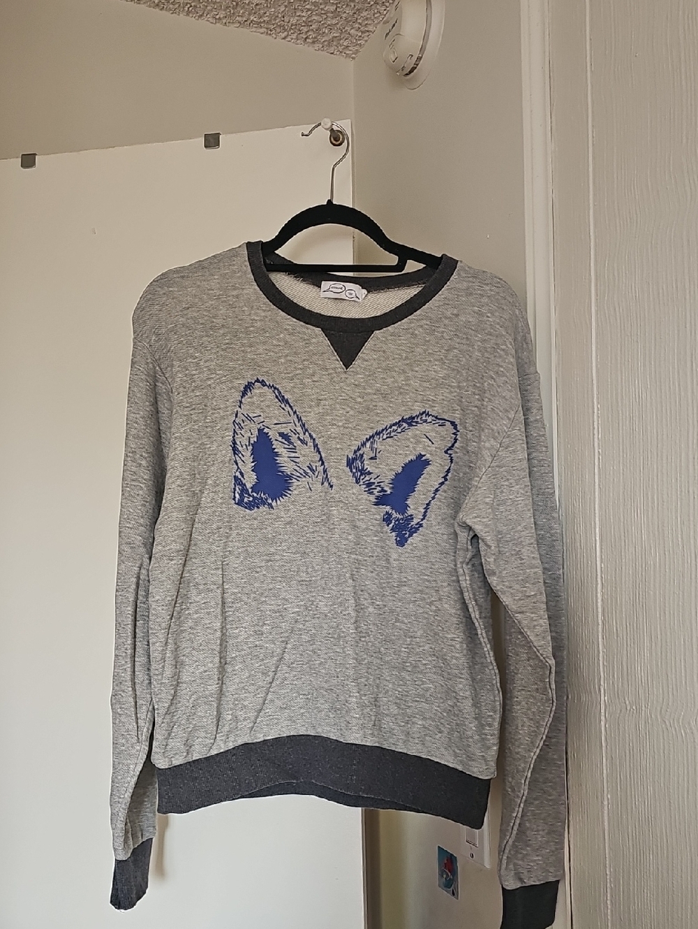 Kitsuné Tee Fox Ears Crewneck Gray/Blue Large